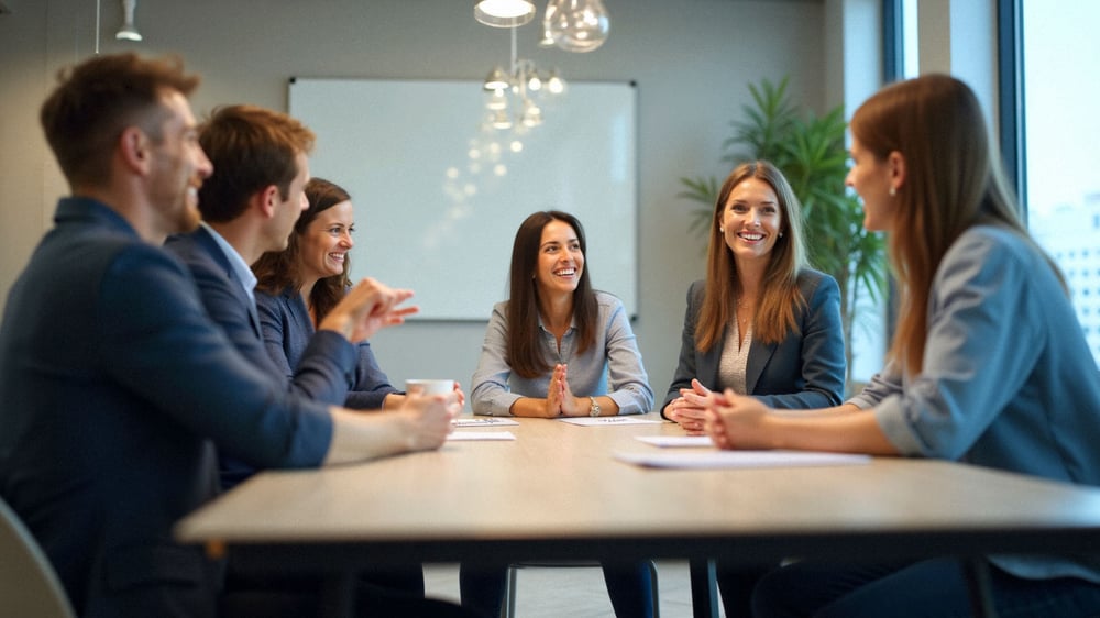 Zwei Parteien sitzen zusammen und besprechen die Konditionen zum Marketing Outsourcing.